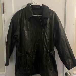 Wilson Black Leather Trench Coat
